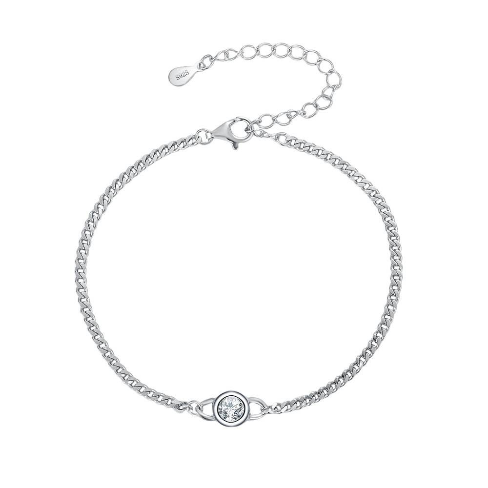 S925 Silver Moissanite Classic Single Diamond Bubble 50 Points 1 Carat Simple Fashion Diamond Bracelet Rose Gold Plated_ipsvogv.com