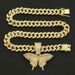 Hip Hop Street Dance Trendy Brand Full Diamond 3D Butterfly Pendant Fashion Punk Versatile Wide Cuban Chain Accessories_ipsvogv.com