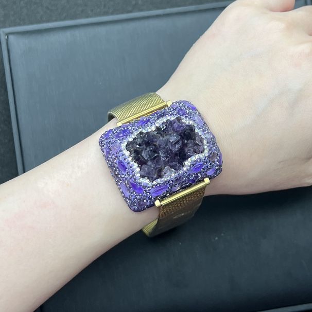 New Stainless Steel Strap Amethyst Bracelet For Women Energy Stone Jewelry_ipsvogv.com