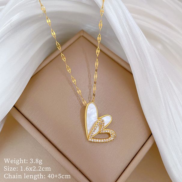 【 Titanium Steel 】 Double Layer Thread Hollow Heart, Light Luxury Temperament, Gorgeous Full Diamond Necklace, Women's_ipsvogv.com