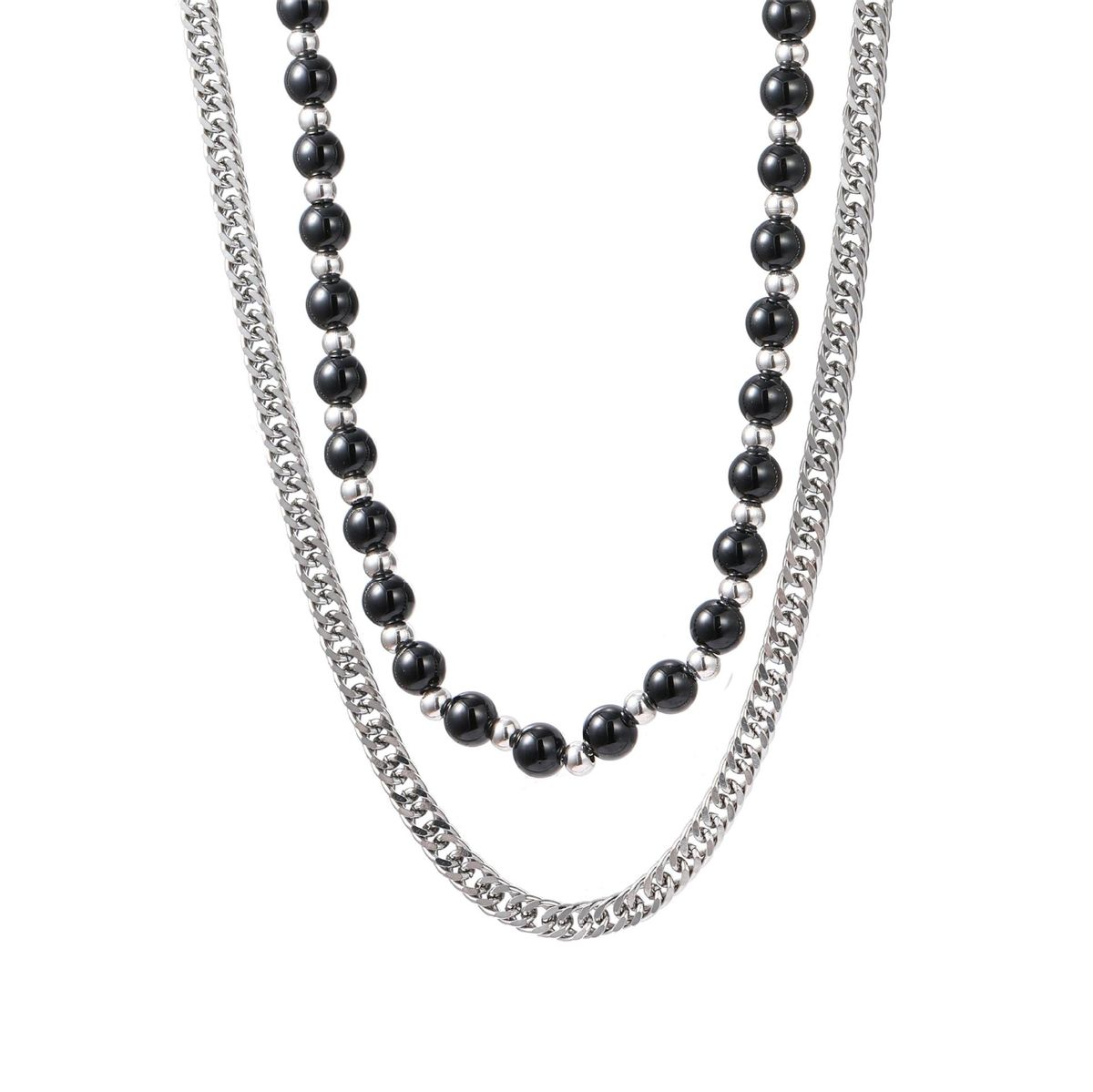 Hip Hop Trendy Double Layer Pearl Necklace For Men And Women Ins Cold Style Design Personality Necklace Couple Accessories_ipsvogv.com