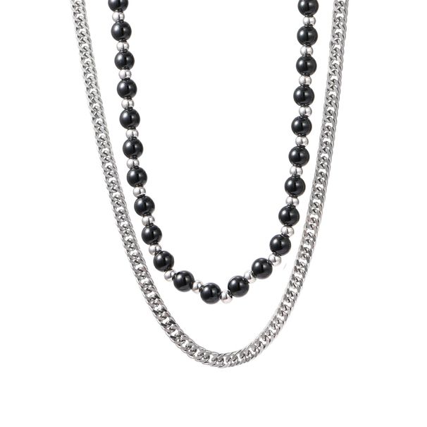 Hip Hop Trendy Double Layer Pearl Necklace For Men And Women Ins Cold Style Design Personality Necklace Couple Accessories_ipsvogv.com