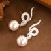 Year Of The Zodiac, Spirit Snake, Diamond Studded Pearl Earrings, Female High-end Feeling, Year's New Style Plated Gold_ipsvogv.com