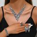 Women’s Jewelry Set Fashion Women's Jewelry Fashion Tassel Black Crystal Stone Silver Necklace Earrings 2 Piece Set_ipsvogv.com