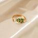Women’s Jewelry Set Fashion Popular Leaf Diamond Stainless Steel Ring Niche Design Green Diamond Adjustable Ring_ipsvogv.com