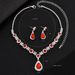Crysal Mulicolor Waer Drop Necklace And Earrings Two-Piece Wedding Evening Dress Accessories Bride Jewelry Women's_ipsvogv.com
