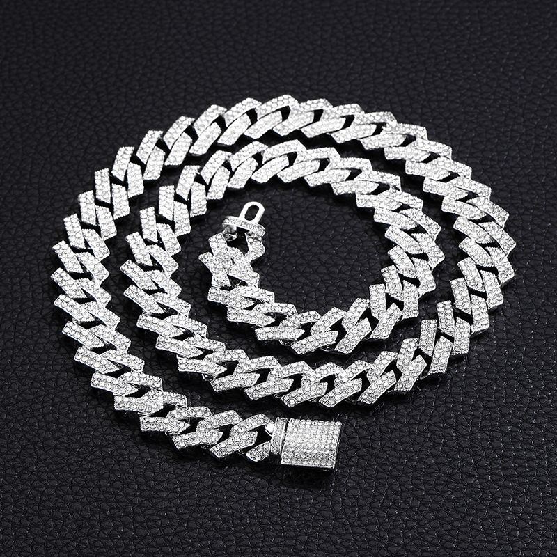 Xuandi Men's 15mm Exaggerated Diamond Embedding Geometry Fashion Hip Hop Jewelry Large Gold Chain Necklace_ipsvogv.com
