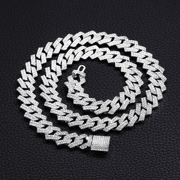 Xuandi Men's 15mm Exaggerated Diamond Embedding Geometry Fashion Hip Hop Jewelry Large Gold Chain Necklace_ipsvogv.com