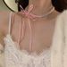 Versatile Pure Desire Girl~ Celebrity Style Sweet And Spicy Bowknot Ribbon Necklace Exquisite Beaded Collarbone Chain_ipsvogv.com