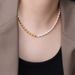 French Ins Minimalist Niche Design Titanium Gold Freshwater Pearl Splicing Steel Bead Necklace Jewelry_ipsvogv.com