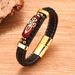 Men's Jewelry Retro Bracelets Ethnic Style Men's Bracelets Fashionable Men's Hand Woven Dzi Beads Dark Blue Leather Bracelet_ipsvogv.com