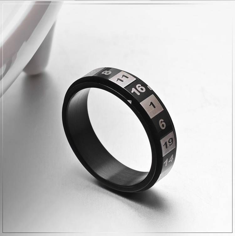 Titanium steel digital rings can rotate couple rings seven color personalized hand jewelry accessories_ipsvogv.com