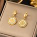 Unisex Jewelry Fashion Temperament High-end Cold Style Round Geometric Portrait Coin Teardrop-shaped Gold-plated Titanium Steel Pendant Earrings_ipsvogv.com