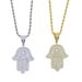 Hip Hop Hamsa Palm Pendant Popular Necklace Full Diamond Trendy Jewelry_ipsvogv.com