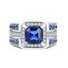 Sanjie's New Full Silver Alloy Inlaid With Blue Square Diamond Zircon Trendy Men's Ring_ipsvogv.com