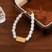 Elegant Temperament Women's Stainless Steel Tag Pearl Pastoral Wer Bracelet_ipsvogv.com