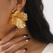 E13239ZA 3D Flower Earrings, Fashionable Commuter, High End, Metallic Stripe Earrings_ipsvogv.com