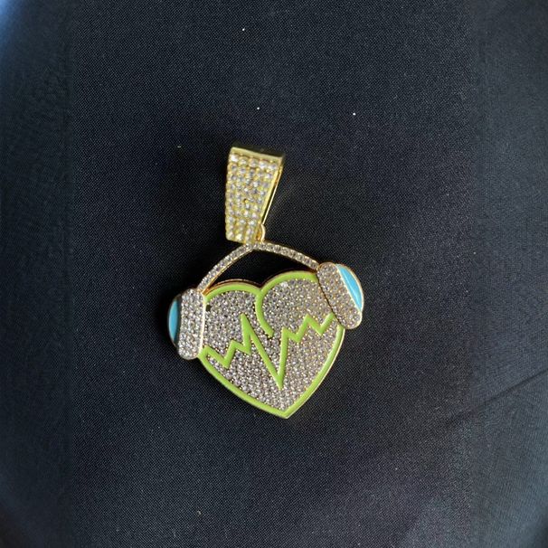 Resin Heart Full Diamond Hip-Hop Pendant Personality Trendy Brand Accessories_ipsvogv.com