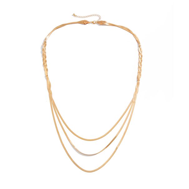 Long Multi-layer Woven Flat Snake Bone Chain Necklace Women's 2025 New Niche Design Fashion Travel Photography With Jewelry Tide_ipsvogv.com