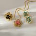 Popular Jewelry Cat's Eye Stone Oil Drop Color Flower Necklace Female Fashion Snake Bone Chain Gold Plated Stainless Steel Necklace_ipsvogv.com