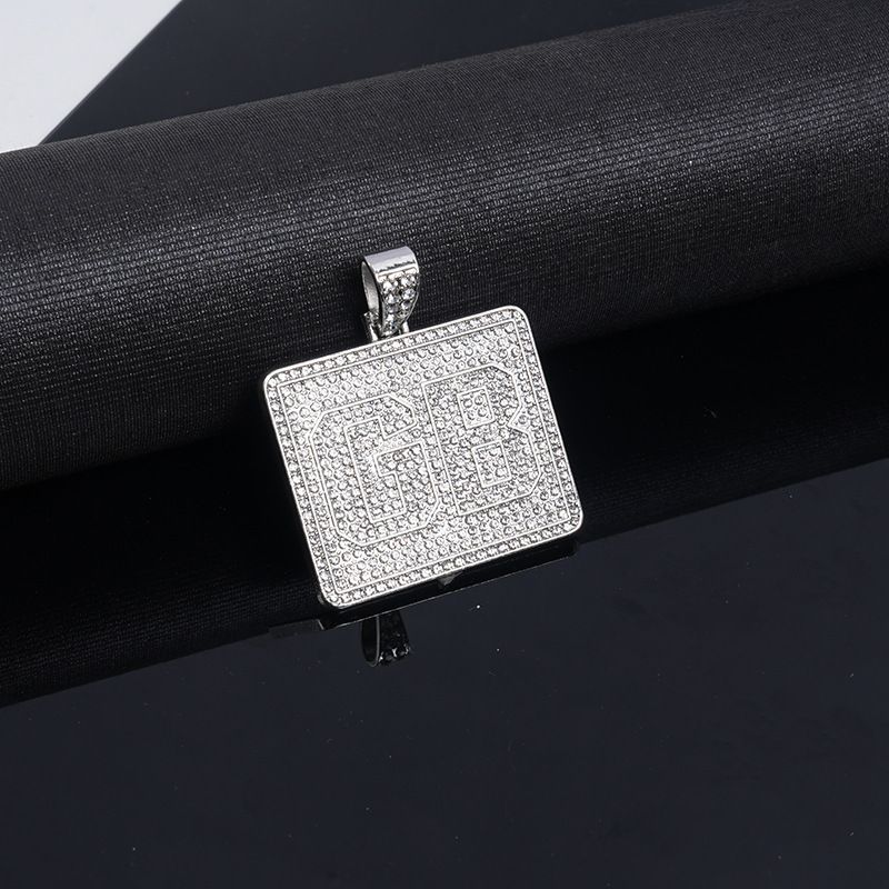 Hip Hop Shiny Cuban Chain Exaggerated Graphic Full Diamond Pendant Necklace_ipsvogv.com