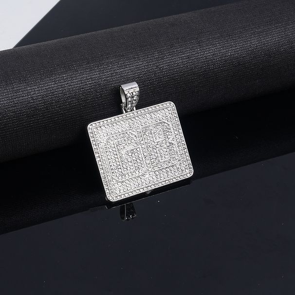 Hip Hop Shiny Cuban Chain Exaggerated Graphic Full Diamond Pendant Necklace_ipsvogv.com