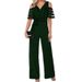 Women's Clothing V-neck strapless solid color high waist party jumpsuit trousers belt women's wide-leg pants_ipsvogv.com