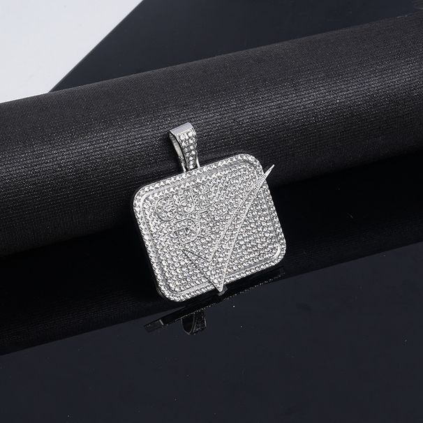 New Style Personality Small Square Letter Fashion Gold Inlaid Hip-Hop Hook Pendant_ipsvogv.com