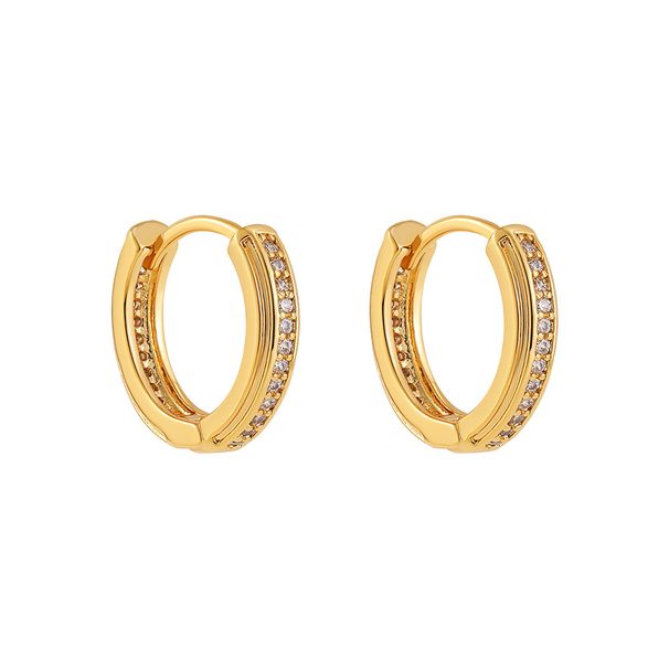 Unisex Copper Crossing Single Row Full Diamond Earrings Earrings Circle Earrings Zircon Earrings For Women_ipsvogv.com