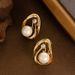 Small Niche Design Pearl Ear Buckle, Internet Famous Diamond Studded Super Sparkling Zircon Gold Temperament, Simple And_ipsvogv.com