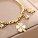 Korean Version Internet Celebrity Titanium Steel Bracelet For Women With Diamond Studded Heart, White Shell, Four Leaf_ipsvogv.com