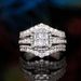 Cao Shi's New Zircon Simulation Double Layered 2-in-1 Super Sparkling Women's Square Spliced Crown Ring_ipsvogv.com