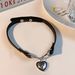 Sweet, Cool, Spicy Girl Style Black Love Leather Collar Female Choker Ring Necklace Neck Accessories High End Jewelry_ipsvogv.com