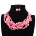 Fashionable bridal jewelry exaggerated woven collarbone chain temperament pearl necklace earrings Collar 8860_ipsvogv.com