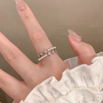 Pearl Exquisite Women's For Mangxing Zircon 2024 New Light Luxury And Unique Ring, Adjustable Opening Index Finger Ring ,_ipsvogv.com