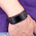 Titanium stainless black steel curved genuine adjustable watch with leather bracelet, men's bracelet_ipsvogv.com