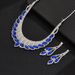 Bridal Jewelry Two-Piece Wedding Dress Accessories High-End Luxurious Super Shiny Blue Full Diamond Necklace And_ipsvogv.com