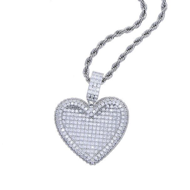 Women's Jewelry Heart-Shaped Cubic Zirconia Pendant Necklace, Hip Hop Style Fashion Chain For Women, Adjustable Length 51-80cm_ipsvogv.com