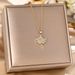Japanese Korean Ins Wind Leaf Titanium Steel Necklace For Women With Micro Inlaid Gold Branches Jade Leaves Pendant,_ipsvogv.com
