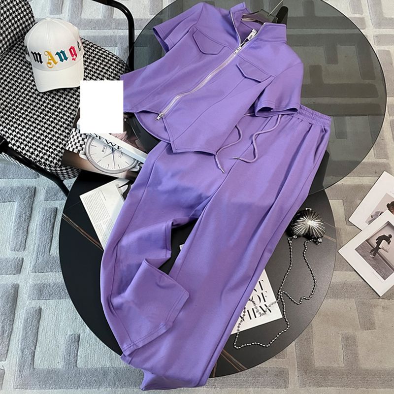 Women's new summer style, fashionable and stylish, goods, short-sleeved wide-leg pants, two-piece suit_ipsvogv.com