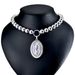 Heavy Woman's Man's Stainless Steel Virgin Mary Pendant Beading Chain Necklace_ipsvogv.com