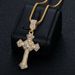 Hip Hop New Jewelry Stainless Steel Gold Plated Full Diamond Cross Pendant Necklace_ipsvogv.com