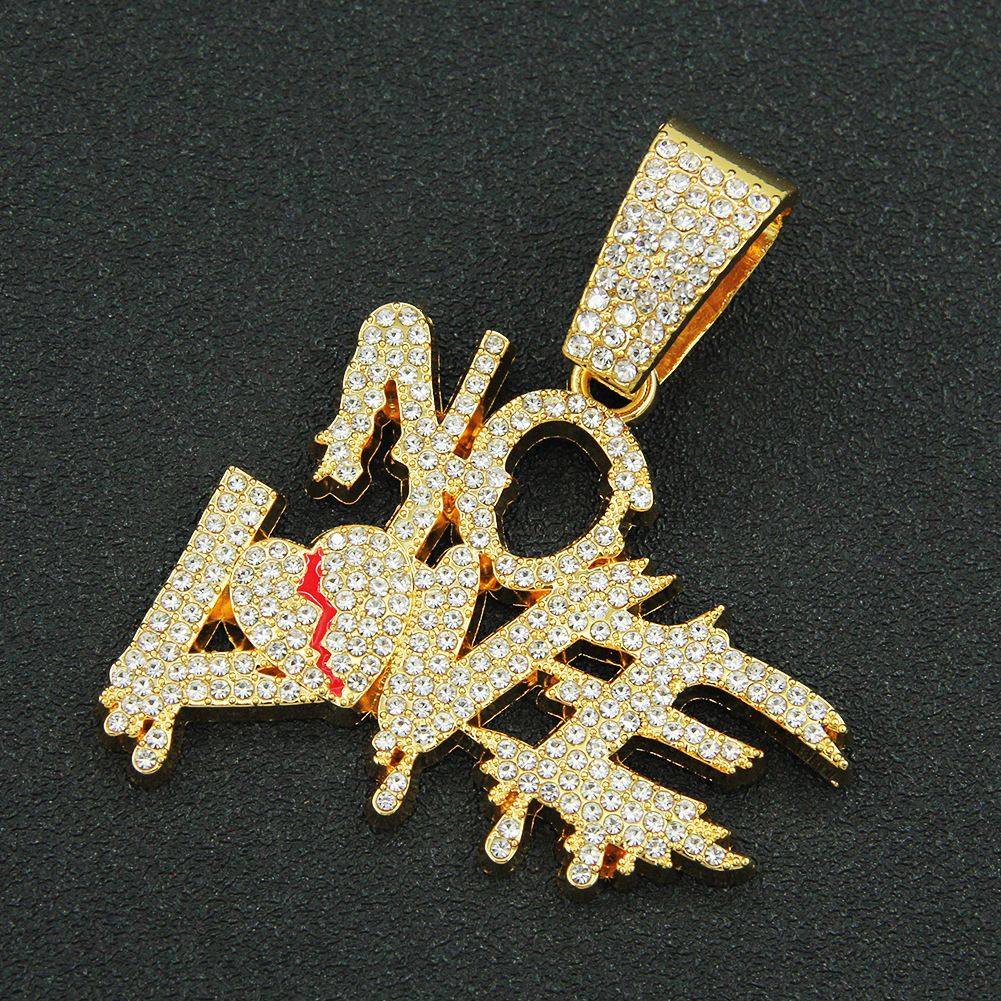Personalized creative new product full of diamond letters, broken heart patchwork pendant necklace, hip-hop cool and_ipsvogv.com