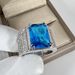 Domineering Inlaid Rectangular Blue For Men Full Diamond Cluster Business Men's Aquamarine Open Ring_ipsvogv.com