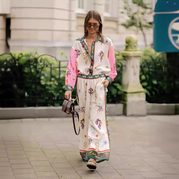 Women's clothing casual fashion all-match linen printed macaron long-sleeved suit_ipsvogv.com