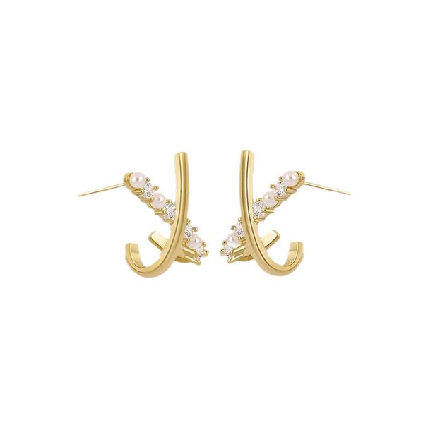 Women's Jewelry Small Cross Pearl Earrings Light Luxury Niche High End Exquisite Temperament Earrings_ipsvogv.com