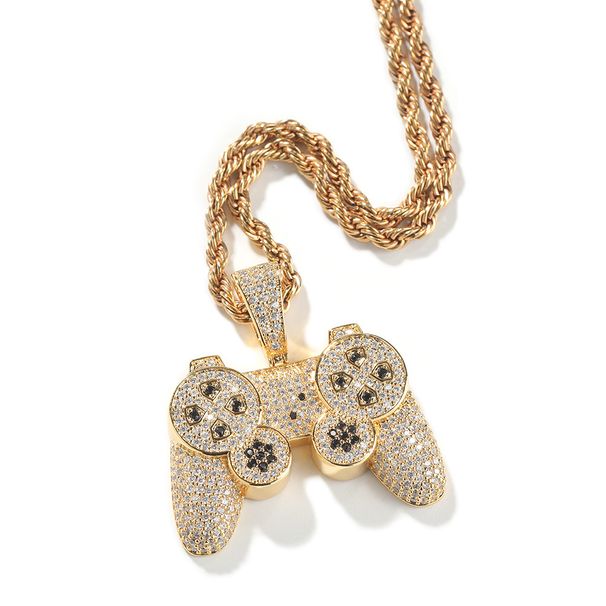 Street Creative Game Console Handle Pendant Hip Hop Necklace New Personality Childhood Cartoon Diamond Necklace_ipsvogv.com
