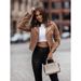 Women's Clothing popular zipper short jacket diagonal zipper buckskin top_ipsvogv.com