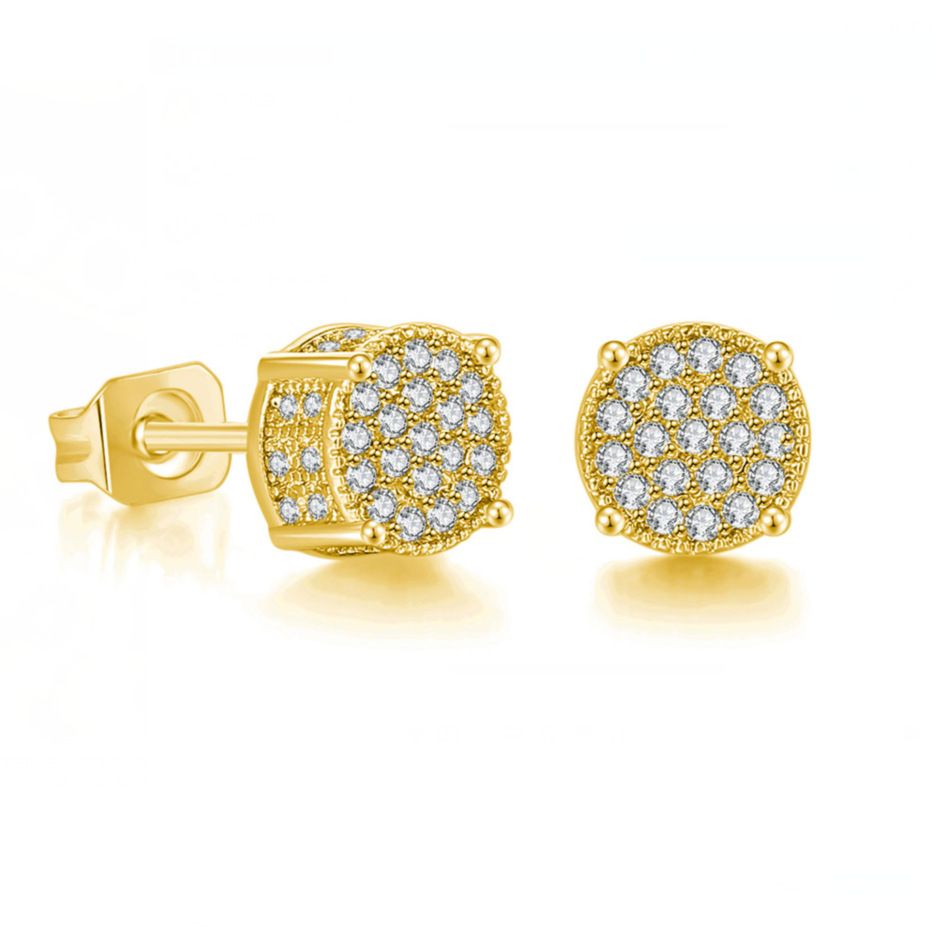 Men’s Jewelry Set Fashion Popular Hip Hop Earrings With Full Diamonds 3A Zircon Micro Inlaid Gold Plated Men's Earrings Trendy Jewelry_ipsvogv.com