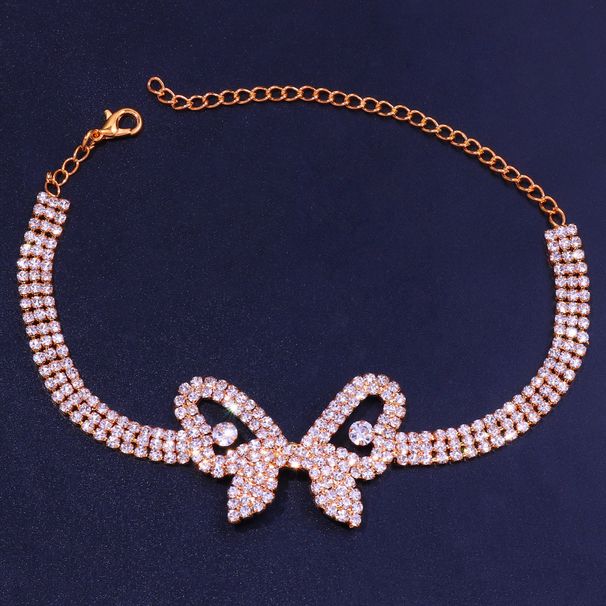 Jewelry Smart All-match Full Diamond Butterfly Anklet Hollow Rhinestone Multi-row Anklet for Women_ipsvogv.com